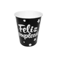 VASO DE FIESTA F.C NEGRO X10 (PQTX10)