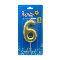 VELA NUMERO 6CM DORADA #6 (CJX12)