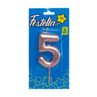 VELA NUMERO 6CM PALO ROSA #5 (CJX12)