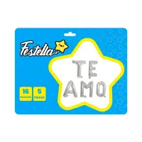 GLOBO TE AMO PLATEADO 16" X5PCS (PQTX12)