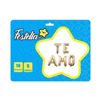 KIT GLOBO TE AMO PALO DE ROSA 16" X5PCS (PQTX12)