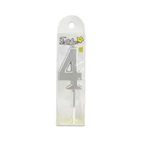 VELA NUMERO #4 PLATEADA 4.5CM (CJX12)