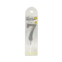 VELA NUMERO #7 PLATEADA 4.5CM (CJX12)