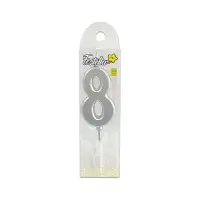 VELA NUMERO #8 PLATEADA 4.5CM (CJX12)