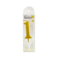 VELA NUMERO #1 DORADO 4.5CM (CJX12)