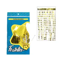 CORTINA DE FIESTA CORAZON DORADA 1*2M (PQTX12)